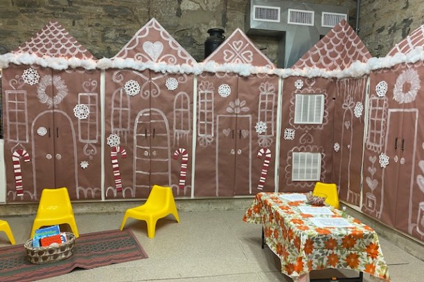 a group of people in front of a building