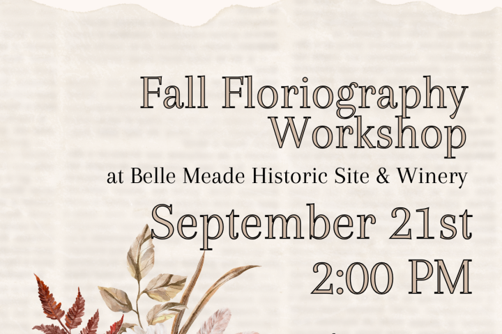Fall Floriography Workshop poster with date, time, floral design, and pricing details.