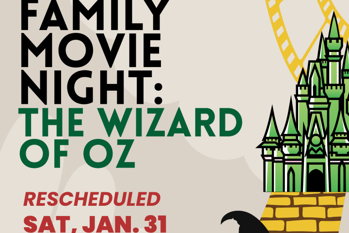 Poster for 'Family Movie Night: The Wizard of Oz' rescheduled to Sat, Jan 31 at 4:30 PM at Belle Meade.